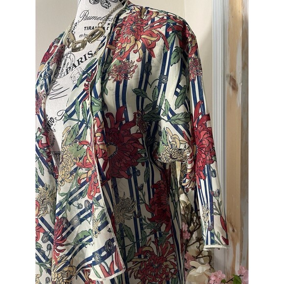 Lularoe Shirley Kimono Cover Up Small Floral Tropical Print Cardigan Red Flowers - Picture 3 of 7